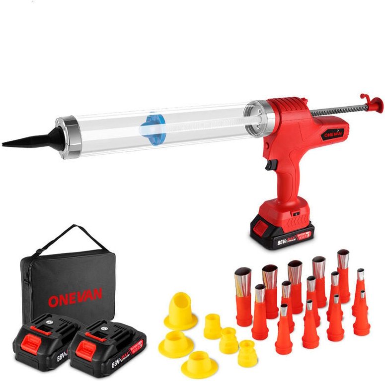 Onevan - 10000N Akku-Klebepistole, 310/600ml elektrische Kartuschenpistole, 6 Stufen Einstellung,mit 2 Batterie