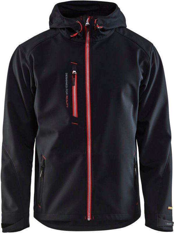 Arbeits-Softshell-Jacke mit Kapuze 4949 - Schwarz/Rot 4XL