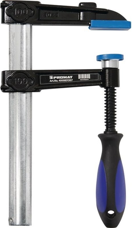 Temperguss-Schraubzwinge Spannweite 300 mm Ausladung 140 mm 3-Komponentengriff 35 x 9 mm