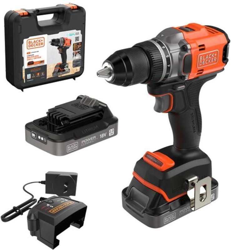 Thumbnail - Black+decker Werkzeug - 18V Akku-Bohrschrauber, 2x 2,0 Ah Li-Ion Akku, Ladegerät BLD682D2XK-QW