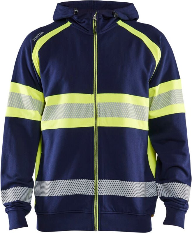 Hochsichtbarer Arbeitshoodie 3552 - Marine/Gelb XXXL