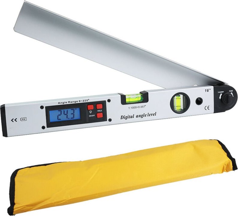 Jalleria - 400 mm/16 Zoll 0–225 ° digitales Goniometer, digitales horizontales Winkellineal, LCD-Hintergrundbeleuchtung,...