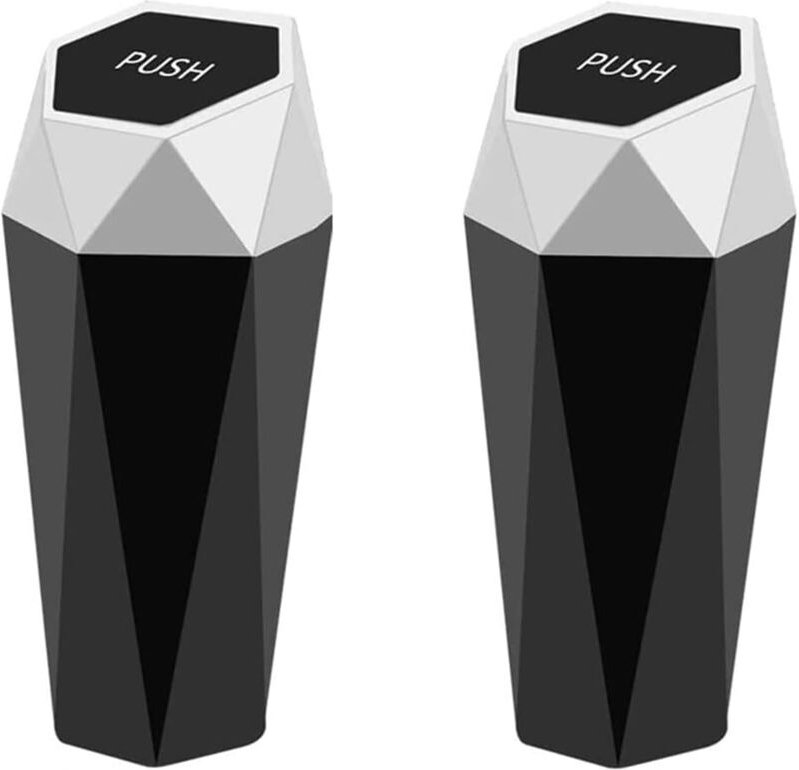 2er-Set Mini-Auto-Mülleimer mit Deckel, auslaufsicher, Kunststoff, Diamant-Design, Mini-Mülleimer, drehbarer Mülleimer m...