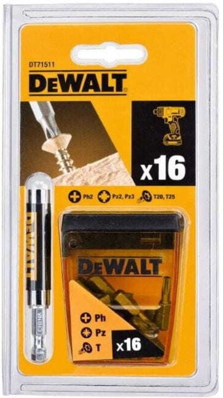 DT71511-QZ DT71511-QZ-Set de 16 St. kompakte magnetische Teleskopführung x1, Bits de Schraubendreherbits de 25mm: Ph2, P...