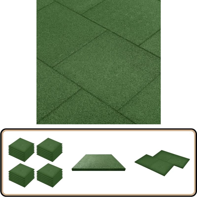 Vidaxl - Fallschutzfliesen 24 Stk. Gummi 50 x 50 x 3 cm Grün - Fallschutzmatte - Gummigummi - Spielbereich - Kinderzimme...