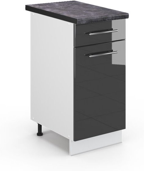 Thumbnail - Vicco - Küchenunterschrank Fame-Line, Anthrazit Hochglanz, 40 cm , ap Anthrazit