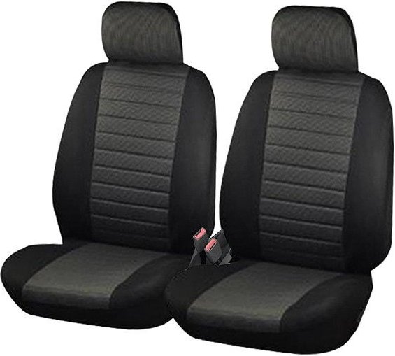 Sitzbezüge Auto Vordersitze Universal Auto-Schonbezüge für Fahrersitz & Beifahrer 2er Sitzauflage, Grau-Schwarz - Woltu