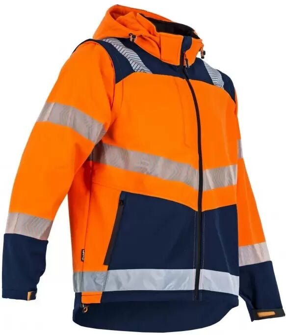 LMA - Cible High Visibility Jacket - 3-lagiges Softshell - Orange/Marine - T3 m 2266 T3