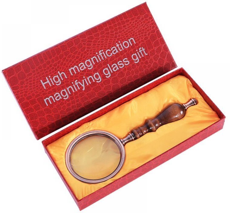 BEBUSINGOTO 10x Lupe aus antikem Kupfer mit Holzgriff