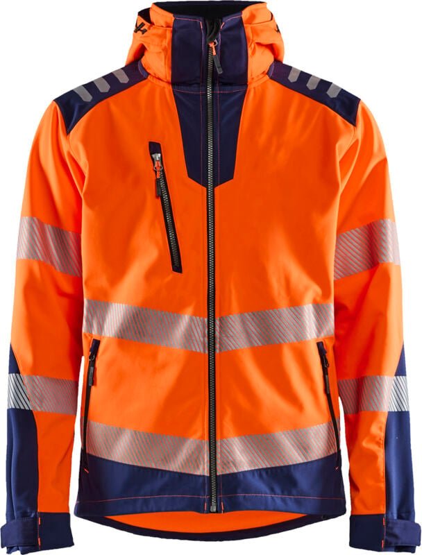 Hochsichtbare Softshell-Arbeitsjacke 4491 - Neonorange/Navy XXXL