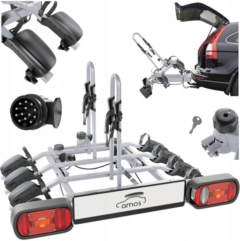 Anhängerkupplungs-Fahrradträger-Plattform für 4 Fahrräder, 13-polig