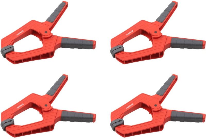 Meister Federzwinge - Set mit 4 Stück - 100 mm Spannweite - Bewegliche Spannbacken - Sicheres & einhändiges Fixieren von...