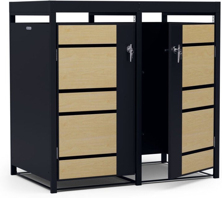 Blumfeldt - Elegante 3er-Mulltonnenbox fur 60/120/240 l Behalter - von oben & vorne Öffnend, mit Schloss & Schlüssel - D...