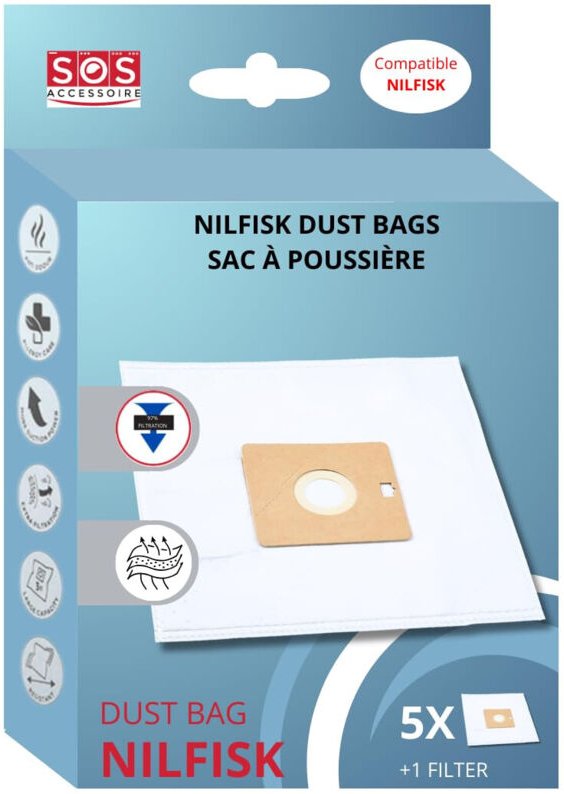 Thumbnail - Ersatzteil - Pack mit 5 Beuteln und 1 Vorfilter coupe/compact/go/force - Nilfisk fakir