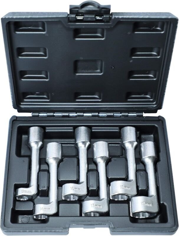 Passender 12pt 1/2 Dr L-Typ Diesel-Injektorleitungs-Steckschlüsselsatz 12 14 16 17 18 19 mm (6 Stück)