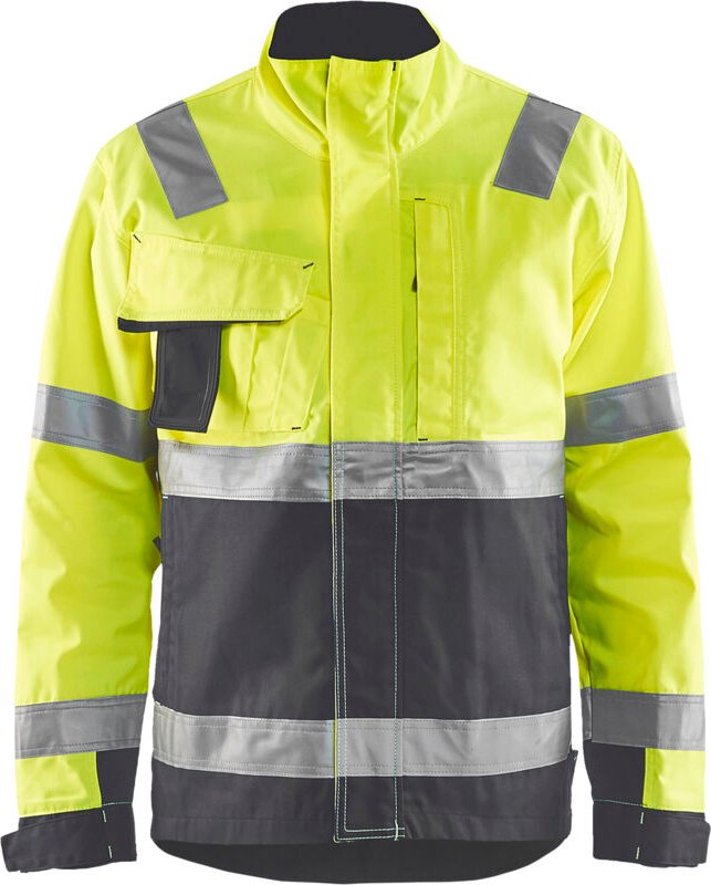 Hochsichtbare Arbeitsschutzjacke 4064 - Neon Gelb / Mittelgrau XL