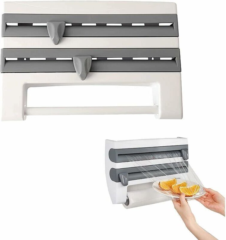Wandmontierter Frischhaltefolienrollenhalter für die Küche, Aluminiumfolien- und Folienspender, wandmontierter Papierhan...