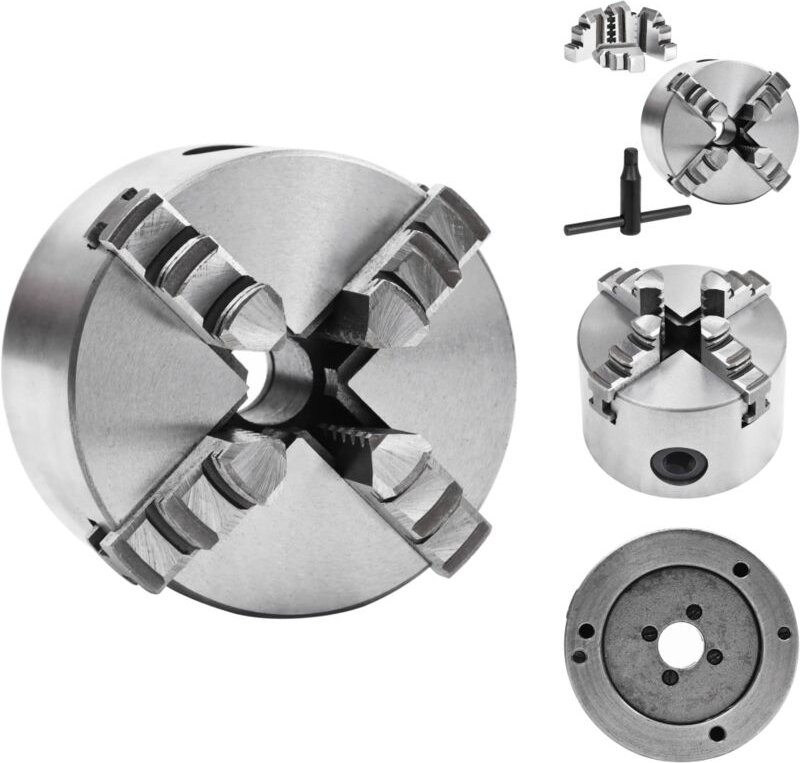 Schraubzwingen & -stöcke - Living 4-Backen-Drehfutter Selbstzentrierend 80 mm Stahl