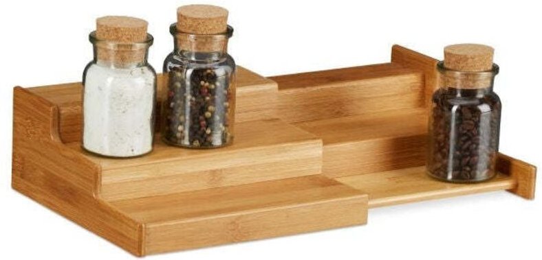 Extendible 3 tier spice rack