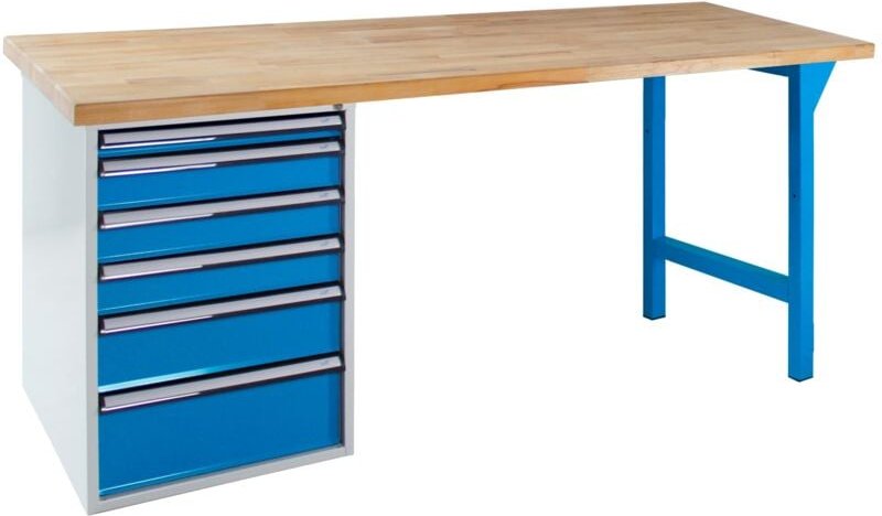 Werkbank Werktisch Tisch Arbeitstisch mit Schublade und Fuß 150 oder 200 cm - ADB