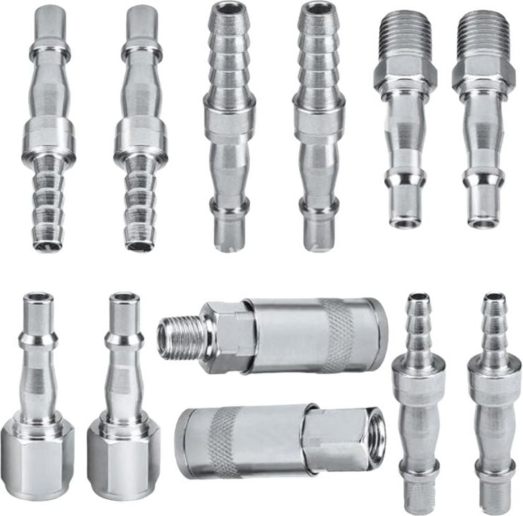 S-giant Luftanschlüsse, 12 Stück Luftanschlüsse, 1/4 Zoll bsp Luftschlauchanschlüsse für 6 mm, 8 mm und 10 mm Schläuche