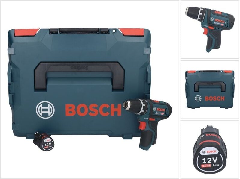 Bosch GSR 12V-15 Professional Akku Bohrschrauber 12 V 30 Nm + 1x Akku 2,0 Ah + L-Boxx - ohne Ladegerät