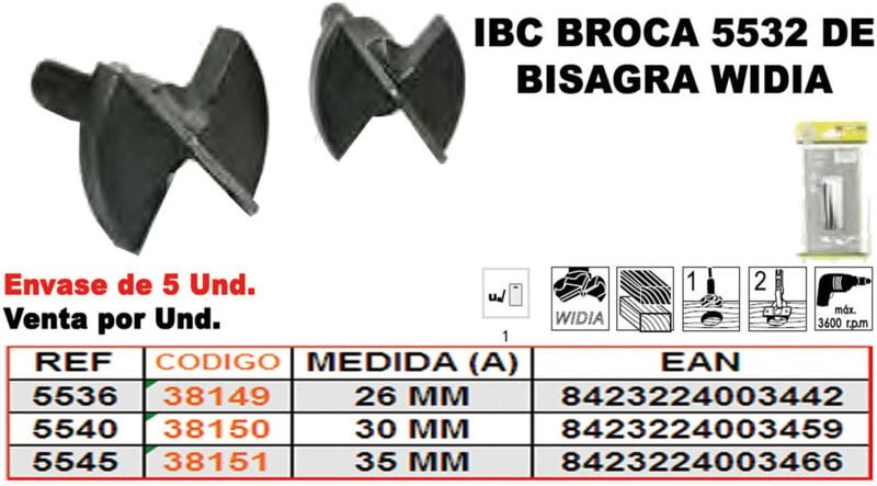 Widia Scharnierbohrer 26 mm ibc 5-536