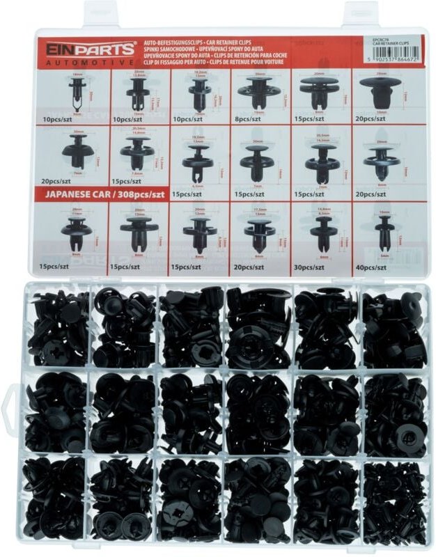 Pins und Clips speziell für japanische Autos – 308-teiliges Set.