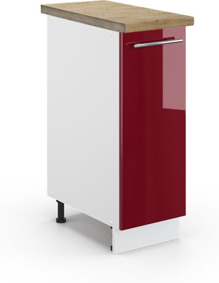 Thumbnail - Vicco - Küchenschränke Fame-Line, Bordeaux Hochglanz, 30 cm , ap Eiche