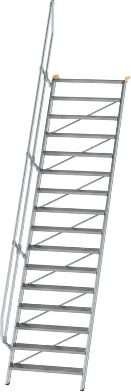 Günzburger Steigtechnik - Treppe 60° Stufenbreite 1.000 mm 16 Stufen Aluminium geriffelt - 600336