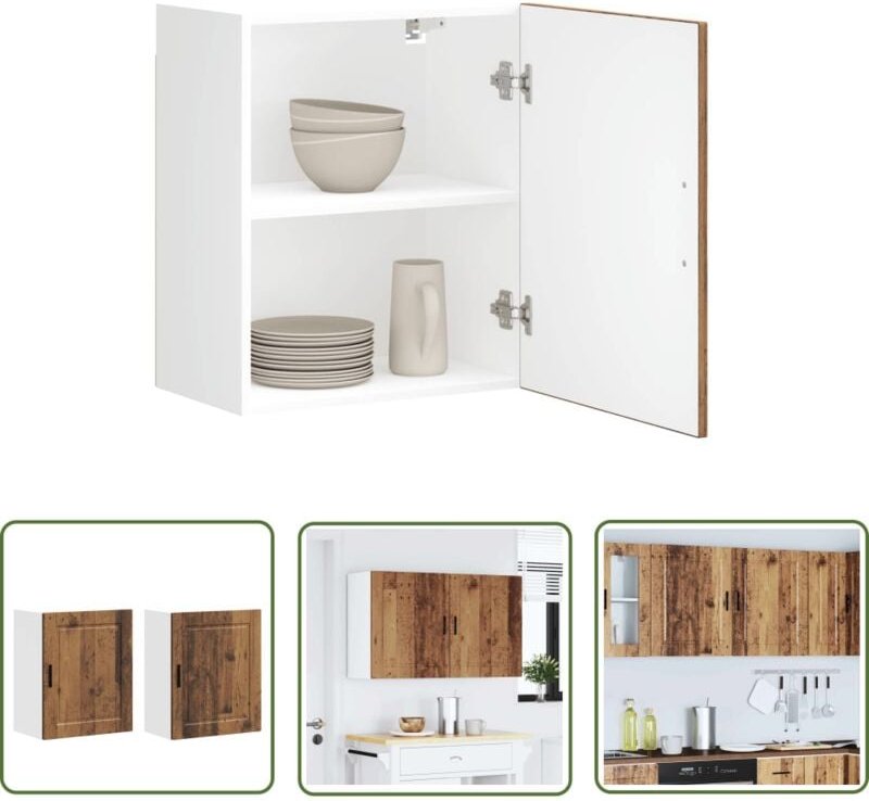 The Living Store - vidaXL Küchen-Hängeschränke 2 Stk. Porto Altholz-Optik Holzwerkstoff