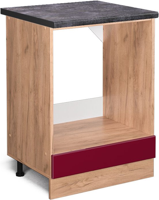 Vicco - Herdumbauschrank R-Line, Bordeaux Hochglanz, 60 cm , ap Anthrazit