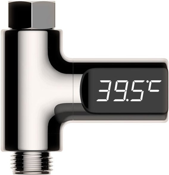 Thumbnail - Linghhang - LED-Duschthermometer, digitales Thermometer 5–85 °c, mit 360 ° drehbarem Thermometer, LED-Wasserzähler, Dusc...