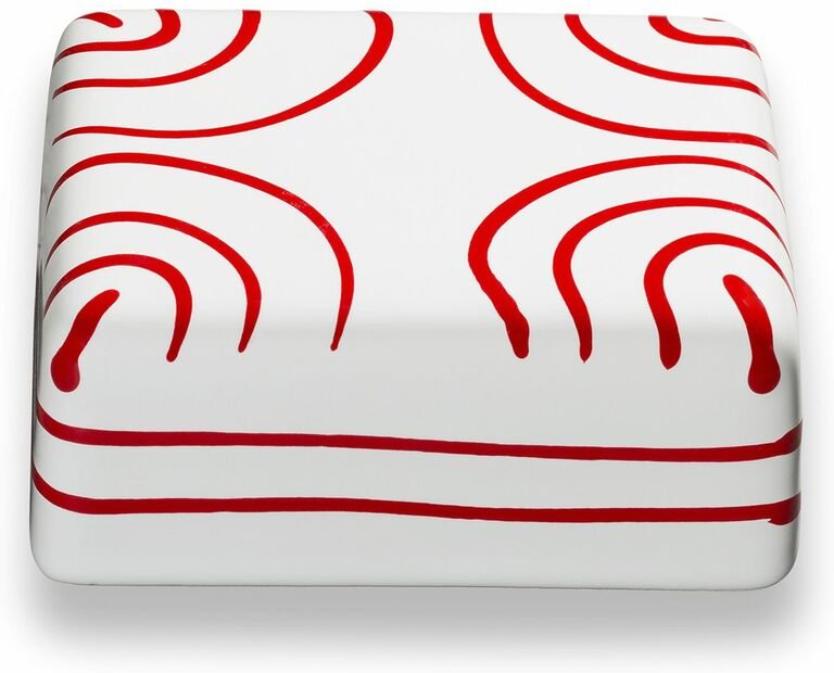 Gmundner Keramik - Rotgeflammt, Oberteil Butterdose