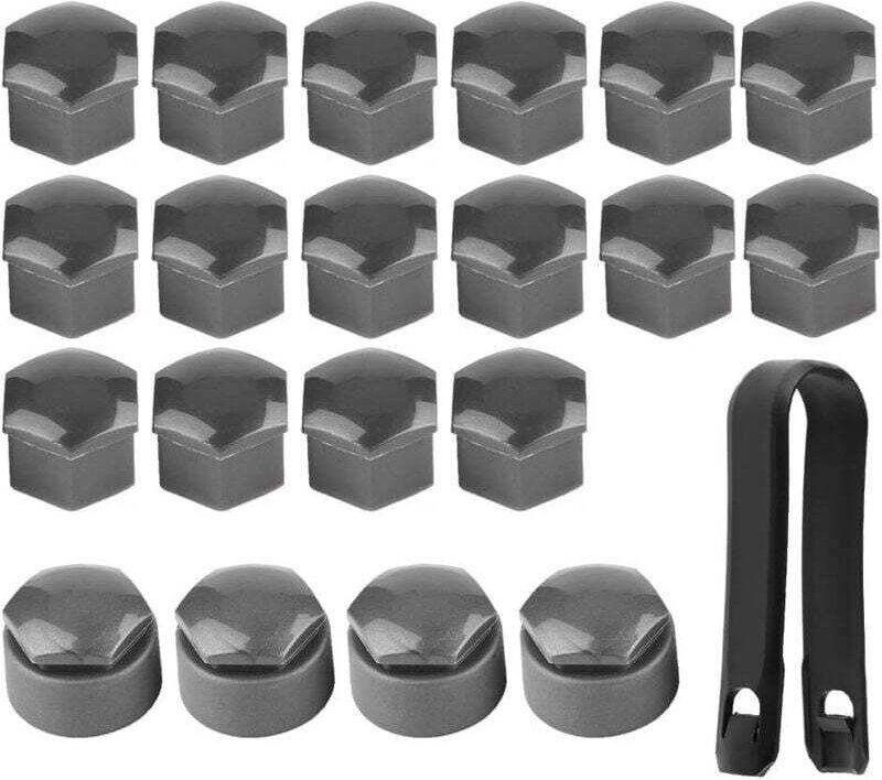 Thumbnail - Odipie - 20 Stück 17 mm Sechskant-Radmutternabdeckungen für Auto-Radmuttern, Diebstahlschutz, Grau