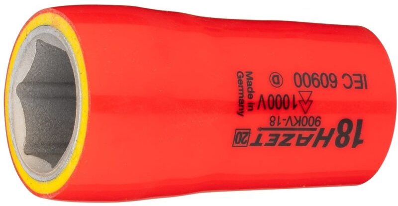 Hazet Steckschlüsseleinsatz, Sechskant, schutzisoliert, Vierkant hohl 12,5 mm (1/2), Außen-Sechskant-Tractionsprofil, 18...