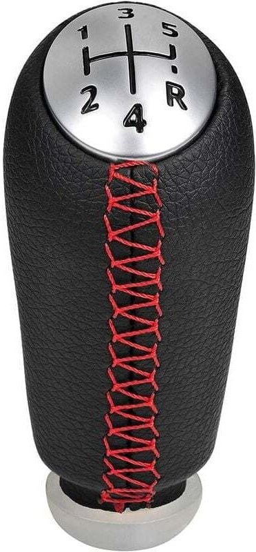 Universeller 5-Gang-Schaltknauf aus Leder für Renault Megane 2 Clio 3 Scenic 2 Kangoo, Auto-Schalthebel, rote Nähte