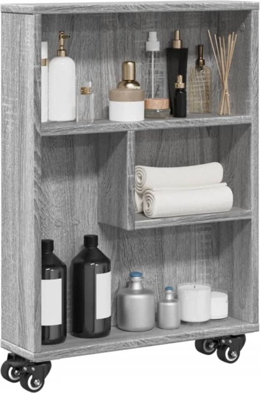 Aufbewahrungswagen Schmal Grau Sonoma 48x13x68 cm Holzwerkstoff Vidaxl