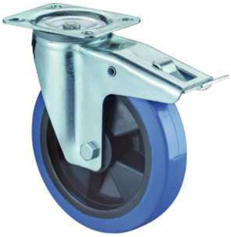 Bs rollen Lenkrolle Pl.Fest.125mm ElastRad,bl,300kg