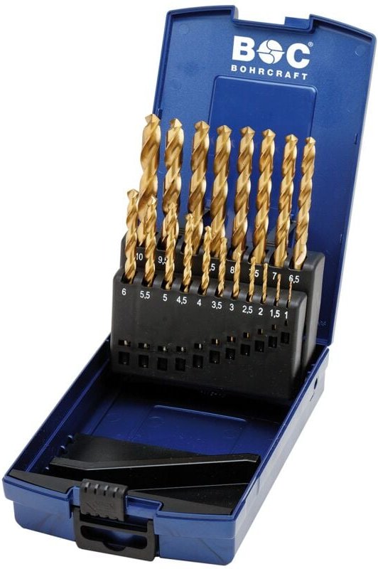 DIN 338 N HSS-TiN Bohrer-Satz, KT10 ABS Box //1-10x0,5/19-tlg. Bohrcraft 11301330019