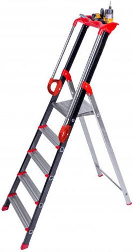 Eloxierte Stehleiter 6 Stufen - Maximale Arbeitshöhe 3.20m - 239206