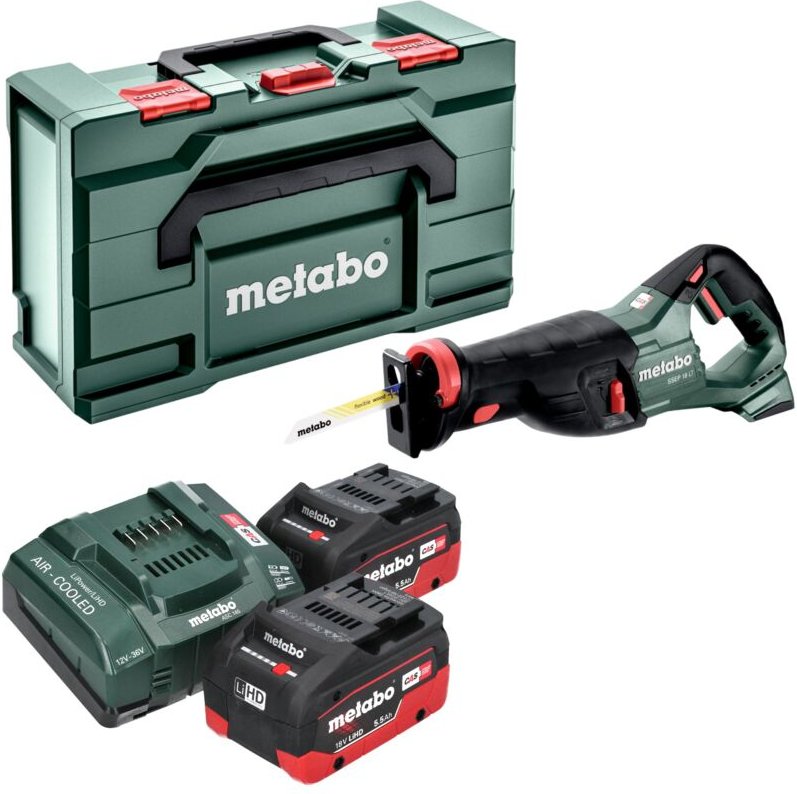 Metabo SSEP 18 LT Akku Säbelsäge 18 V 32 mm + 2x LiHD Akku 5,5 Ah + Ladegerät + Metabox