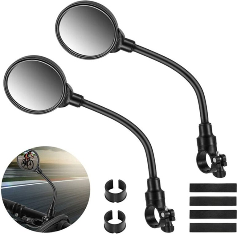 Thumbnail - Stück 360° drehbare Weitwinkel-Fahrradspiegel, konvexe Sicherheitsrückspiegel aus Acryl für 22–32 mm Lenker, Zubehör für...