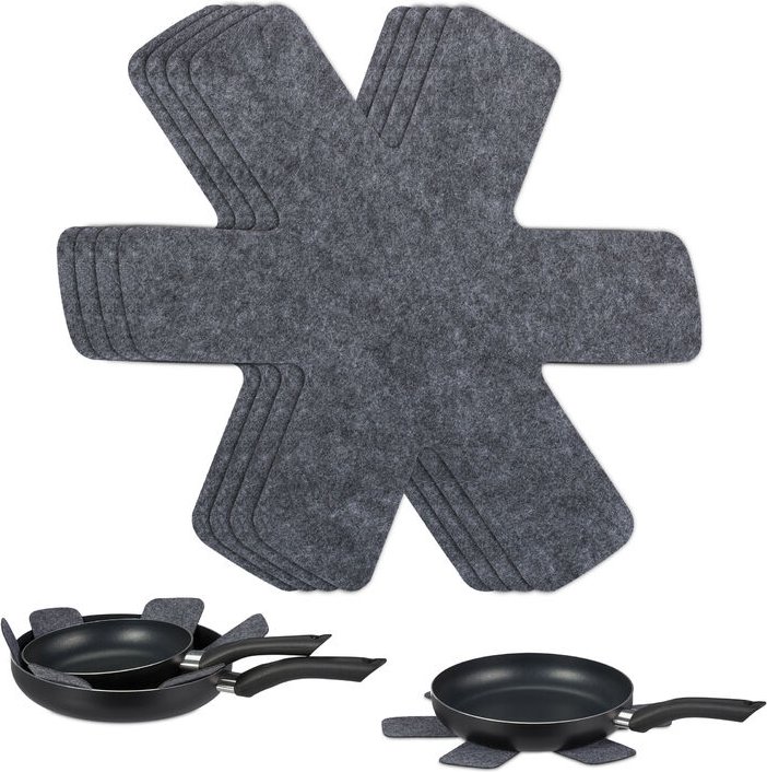 Relaxdays - Pfannenschoner, 6er Set Pfannentrenner, 38 x 30 cm, Filz Pfannenschutz, Stapelschutz für Pfannen & Töpfe, gr...