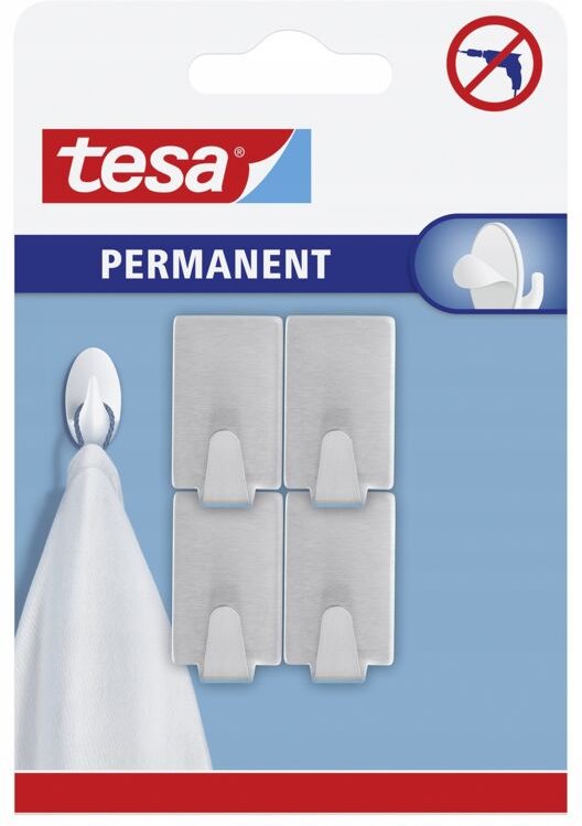Selbstklebende tesa Kleiderbügelhaken aus Metall 4 Stück