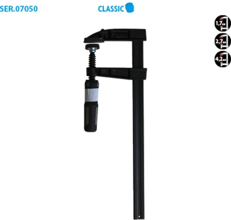 Schraubzwinge mit Classic-Griff, Saillie 120, Sektion 30 x 8, Spannkraft 600, Packung zu 4