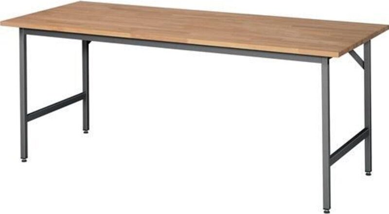 Arbeitstisch Jerry B2000xT800xH800-850mm Platte Buche-Massiv,S.25mm Gestell g RAU