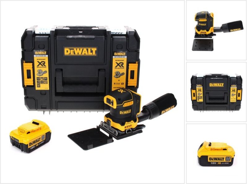 DeWalt DCW 200 NT Akku Vibrationsschleifer 18 V 108x115 mm + 1x Akku 4,0A h + TSTAK - ohne Ladegerät