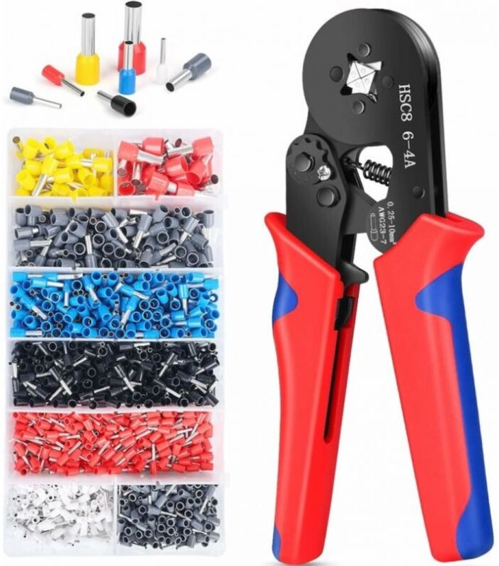 Zangen- und Zangen-Aderendhülsen-Crimpwerkzeug-Set mit 1200 Stück Aderendhülsen-Klemmen-Set, selbsteinstellende Crimpzan...