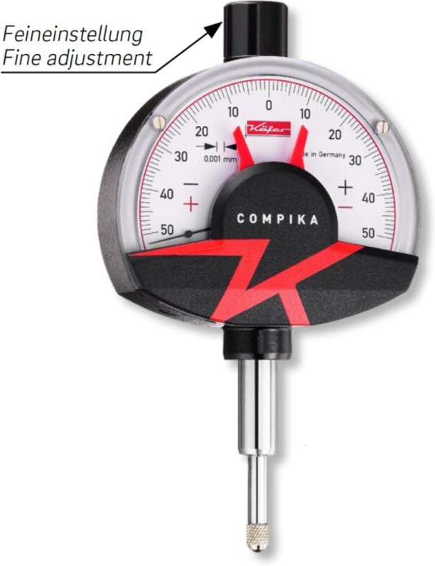 Feinzeiger MYCRO DIN 879 mit Stoßschutz Kurzer Messbolzen 0,5/0,01 mm